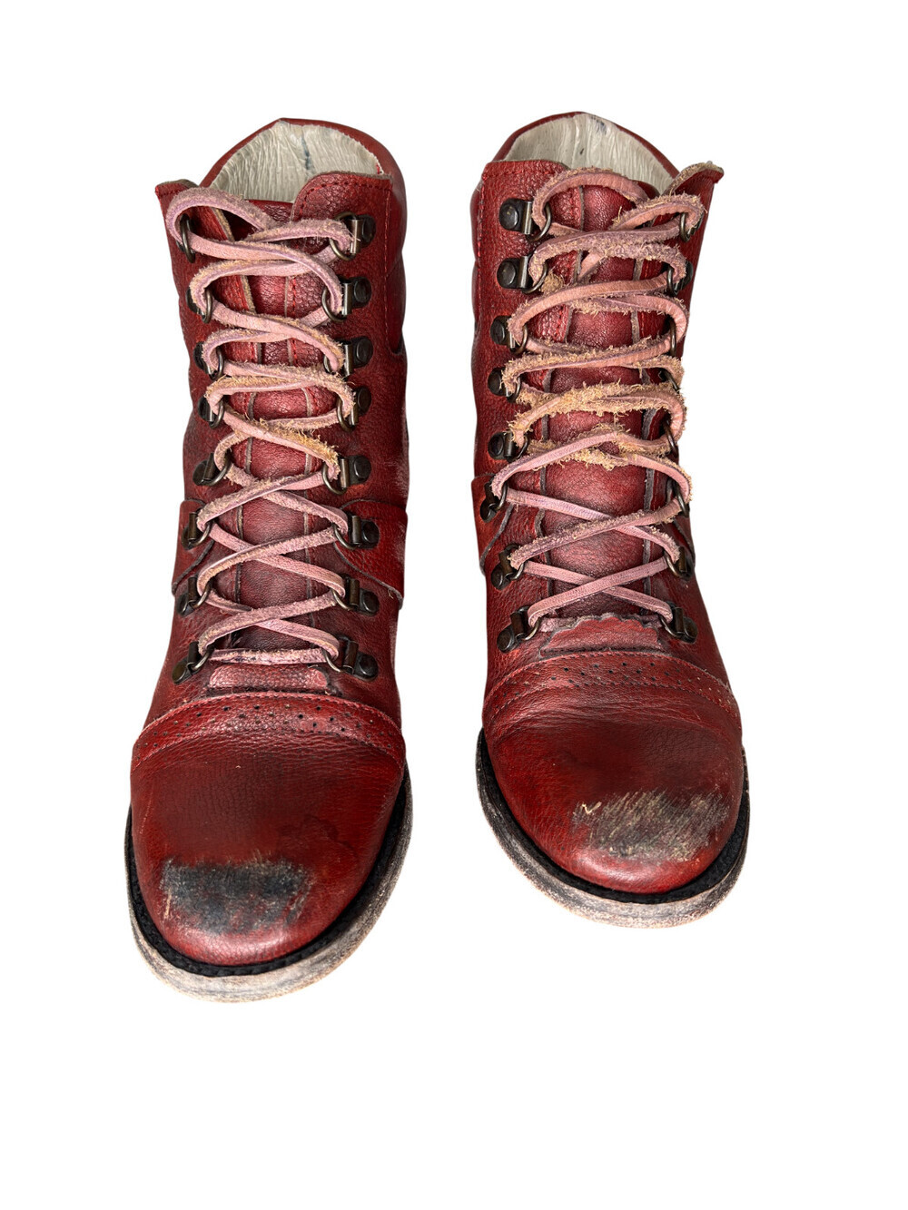 Freebird by Steven Gage Leather Boho Moto Boots Womens 8 Burgundy Red Distressed - Picture 14 of 14